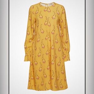 STINE GOYA Kristen Long Sleeve Mini in Yellow Paisley Size Medium